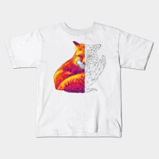 Vibrant Sunset Geometric Fox Kids T-Shirt